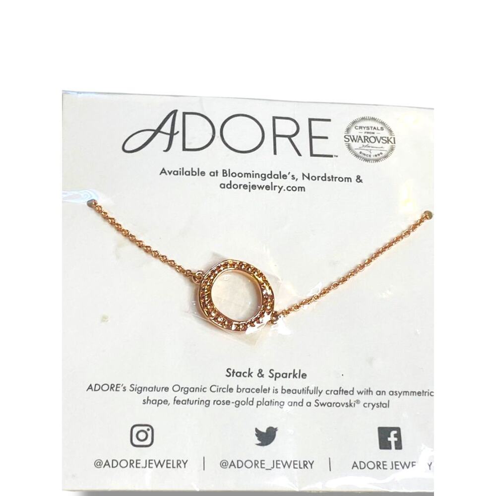 Adore Swarovski Stack and Sparkle Bracelet Rose Goldtone Organic Circle New